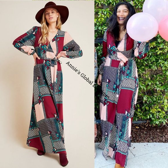 NWT Anthropologie Virginia Wrap Maxi Dress - Picture 9 of 13